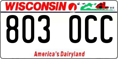 WI license plate 803OCC
