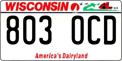 WI license plate 803OCD