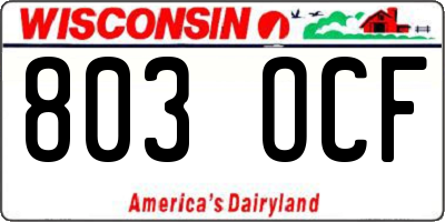 WI license plate 803OCF