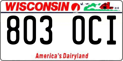 WI license plate 803OCI