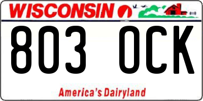 WI license plate 803OCK