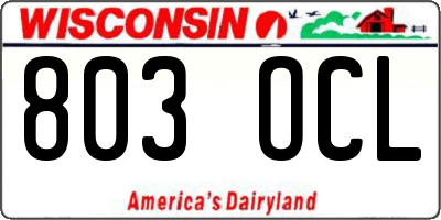 WI license plate 803OCL
