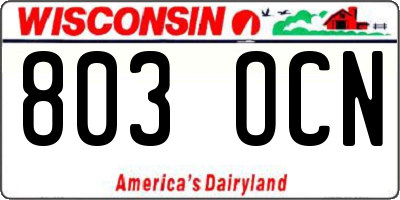 WI license plate 803OCN