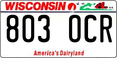 WI license plate 803OCR