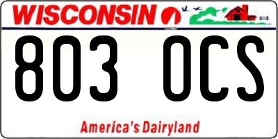 WI license plate 803OCS