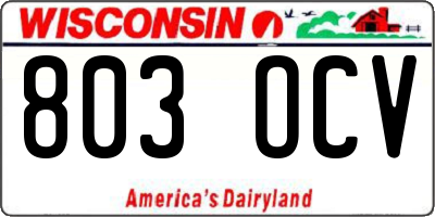 WI license plate 803OCV