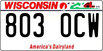 WI license plate 803OCW