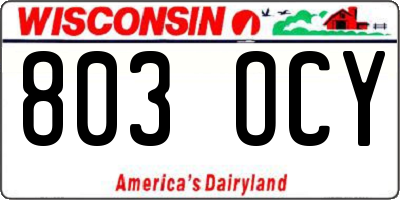 WI license plate 803OCY