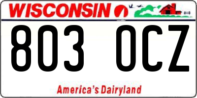 WI license plate 803OCZ