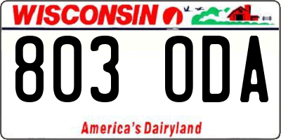 WI license plate 803ODA