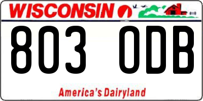 WI license plate 803ODB