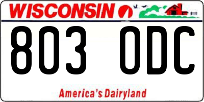 WI license plate 803ODC