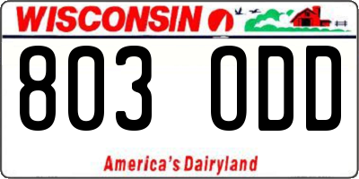 WI license plate 803ODD