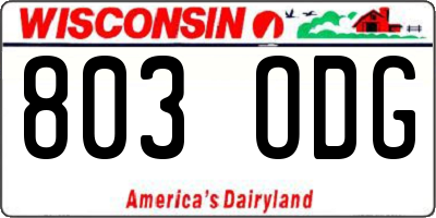 WI license plate 803ODG