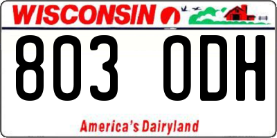 WI license plate 803ODH