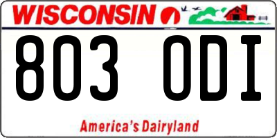 WI license plate 803ODI