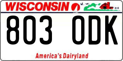 WI license plate 803ODK