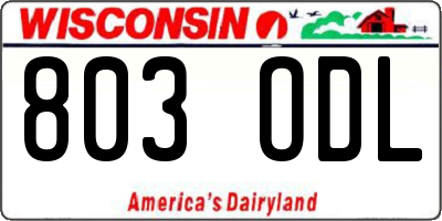 WI license plate 803ODL