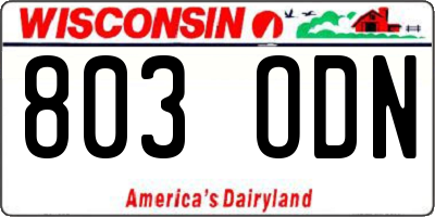 WI license plate 803ODN