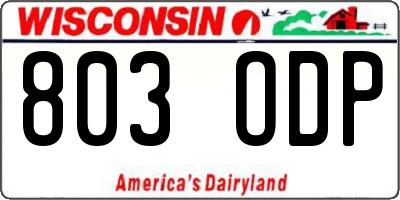 WI license plate 803ODP