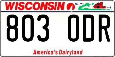 WI license plate 803ODR