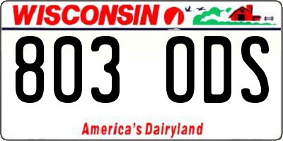 WI license plate 803ODS