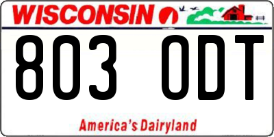 WI license plate 803ODT