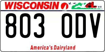 WI license plate 803ODV