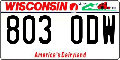 WI license plate 803ODW