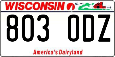 WI license plate 803ODZ