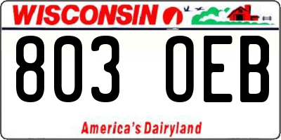 WI license plate 803OEB