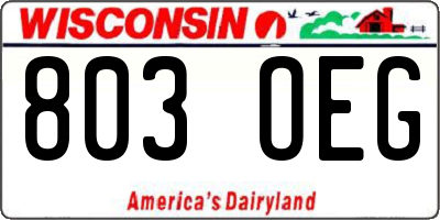 WI license plate 803OEG