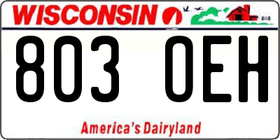 WI license plate 803OEH