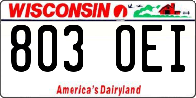WI license plate 803OEI