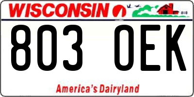 WI license plate 803OEK
