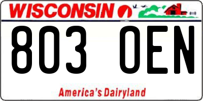 WI license plate 803OEN