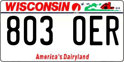 WI license plate 803OER