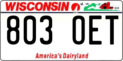 WI license plate 803OET