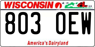 WI license plate 803OEW