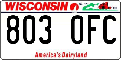 WI license plate 803OFC