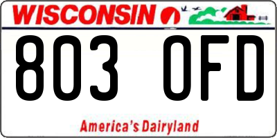 WI license plate 803OFD