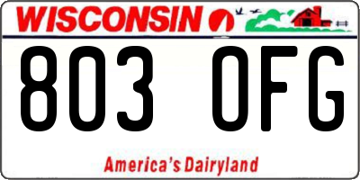 WI license plate 803OFG