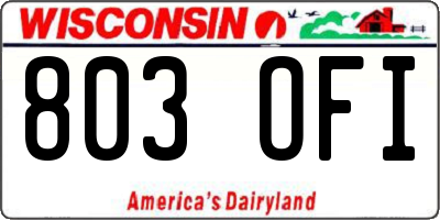 WI license plate 803OFI