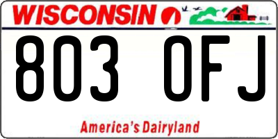 WI license plate 803OFJ