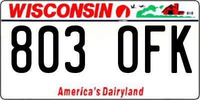 WI license plate 803OFK