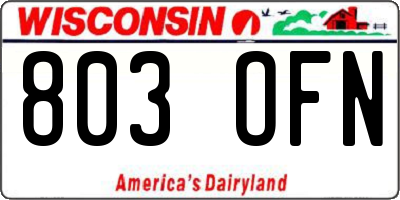 WI license plate 803OFN