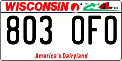 WI license plate 803OFO