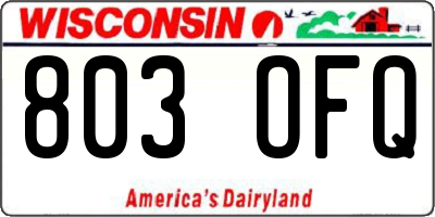 WI license plate 803OFQ