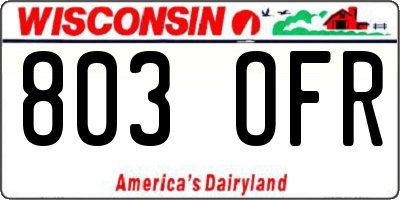 WI license plate 803OFR