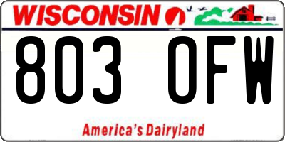 WI license plate 803OFW